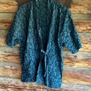Women's Teal Floral Pattern Short Robe